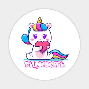 Cute unicorn bite love Stupid Heart Magnet